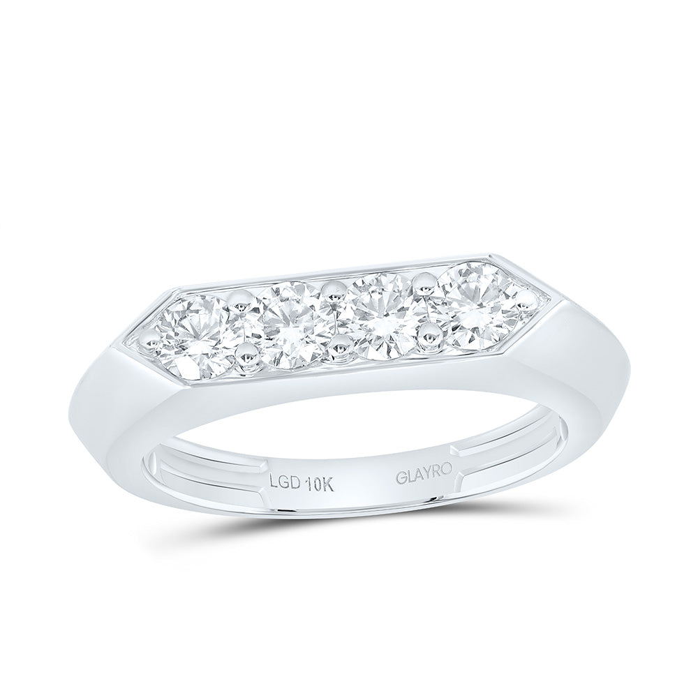 10K White Gold 1 Cttw Lab Grown Diamond Mens Band