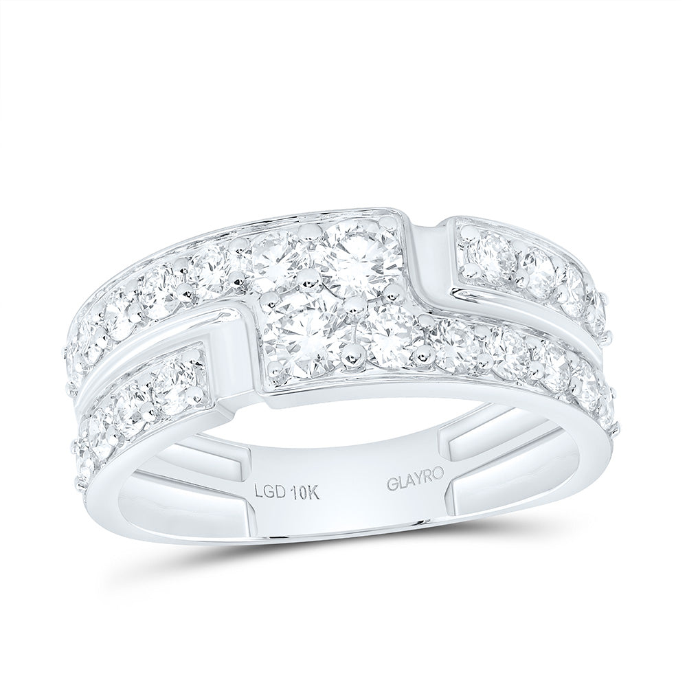 10K White Gold 1 5/8 Cttw Lab Grown Diamond Mens Band