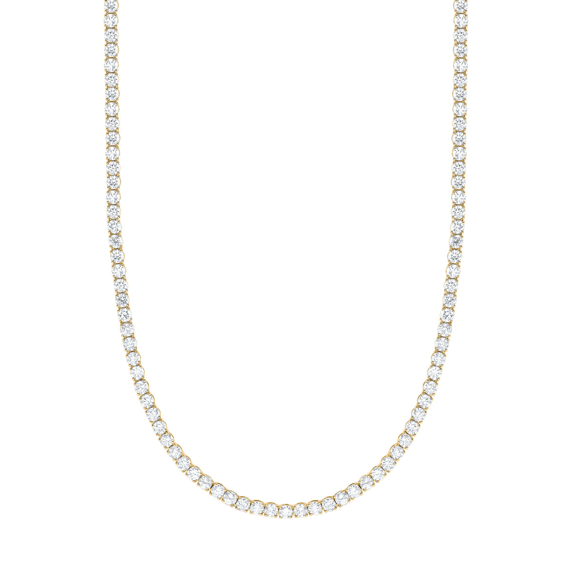 14K Yellow Or White Gold 12 Cttw Lab Grown Diamond Fashion Round Tennis Necklace (16 Inch)