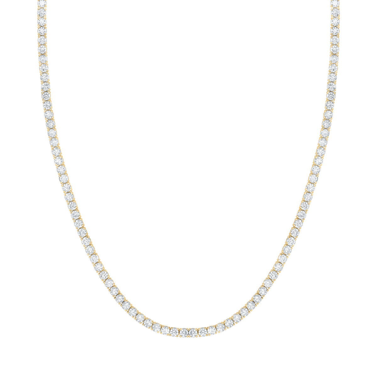 14K Yellow Or White Gold 15 Cttw Lab Grown Diamond Fashion Round Tennis Necklace (16 Inch)