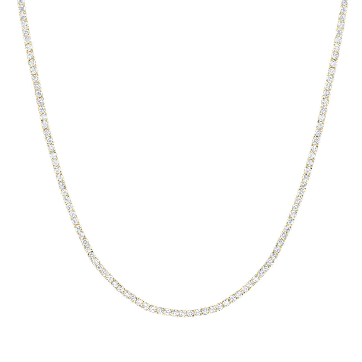 14K Yellow Or White Gold 14 Cttw Lab Grown Diamond Fashion Round Tennis Necklace (18 Inch)
