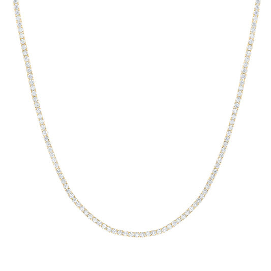 14K Yellow Or White Gold 14 Cttw Lab Grown Diamond Fashion Round Tennis Necklace (18 Inch)