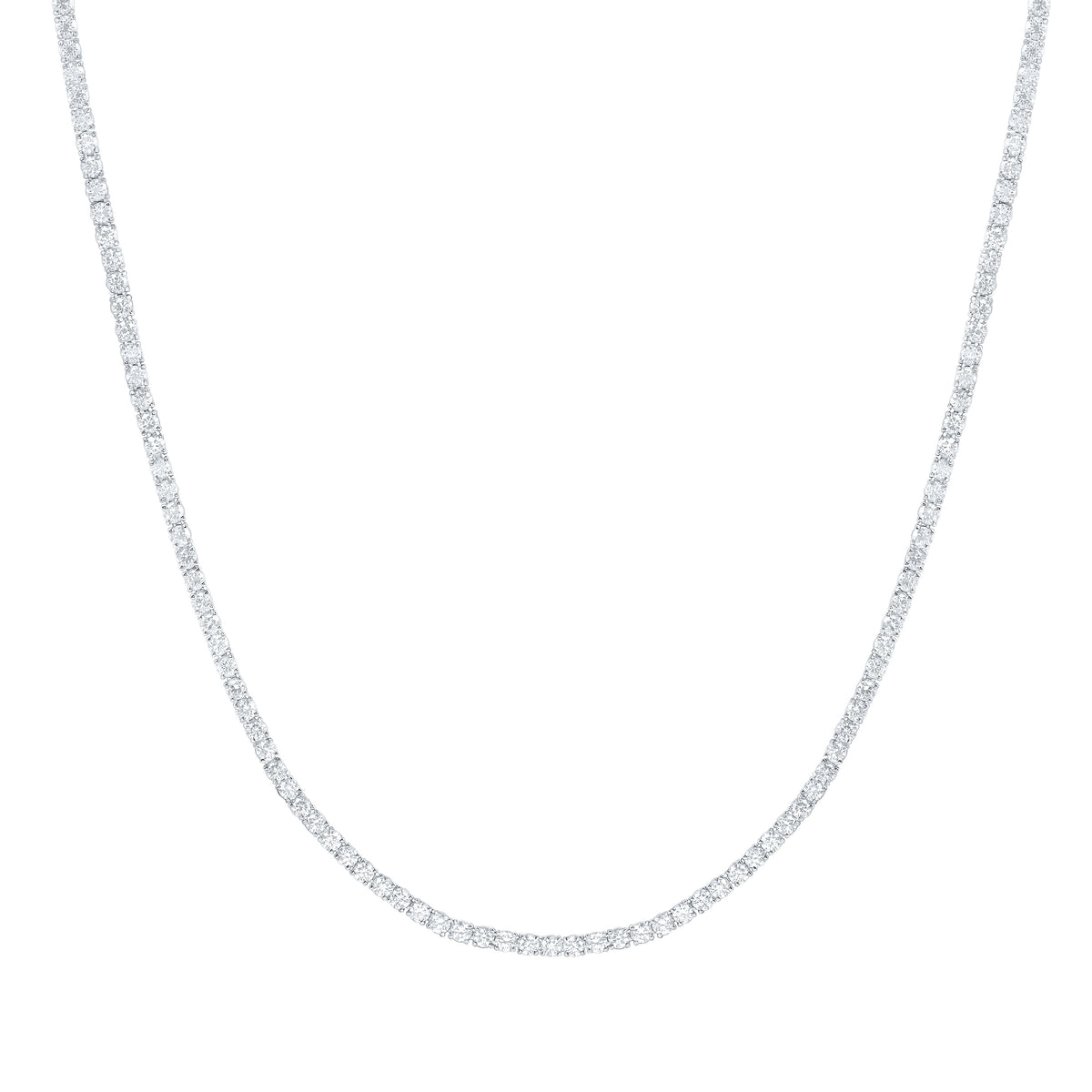 14K Yellow Or White Gold 14 Cttw Lab Grown Diamond Fashion Round Tennis Necklace (18 Inch)