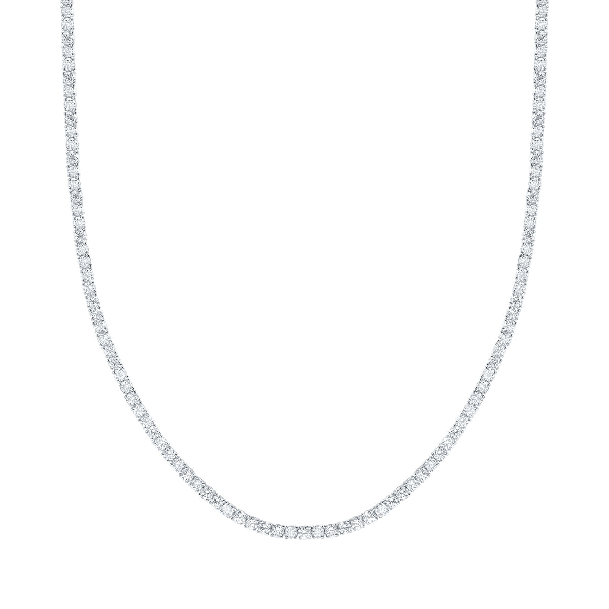 14K White Gold 19 3/8 Cttw Lab Grown Diamond Fashion Round Tennis Necklace (18 Inch)