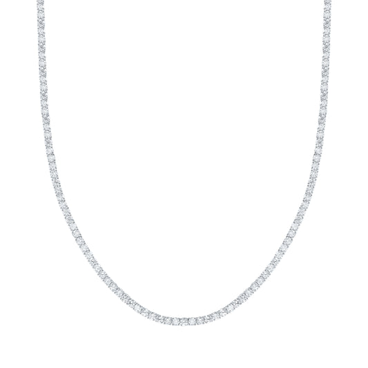 14K White Gold 19 3/8 Cttw Lab Grown Diamond Fashion Round Tennis Necklace (18 Inch)