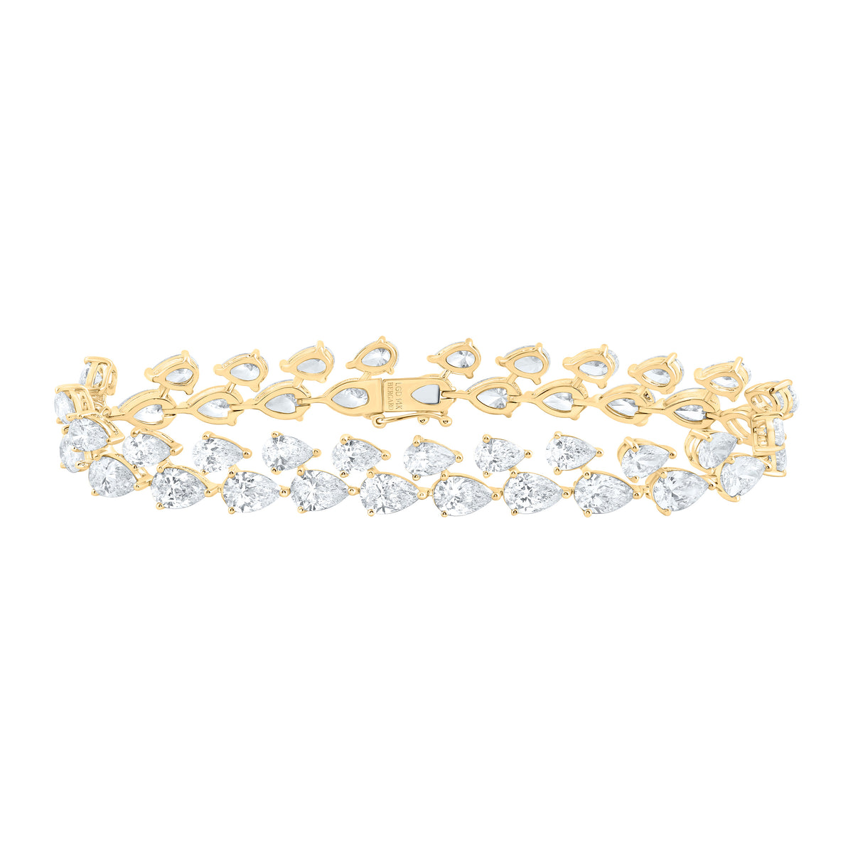 14K Yellow Gold 18 5/8 Cttw Lab Grown Diamond Fashion Pear Bracelet (7 Inch)