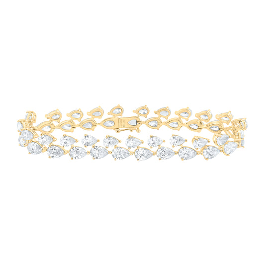 14K Yellow Gold 18 5/8 Cttw Lab Grown Diamond Fashion Pear Bracelet (7 Inch)
