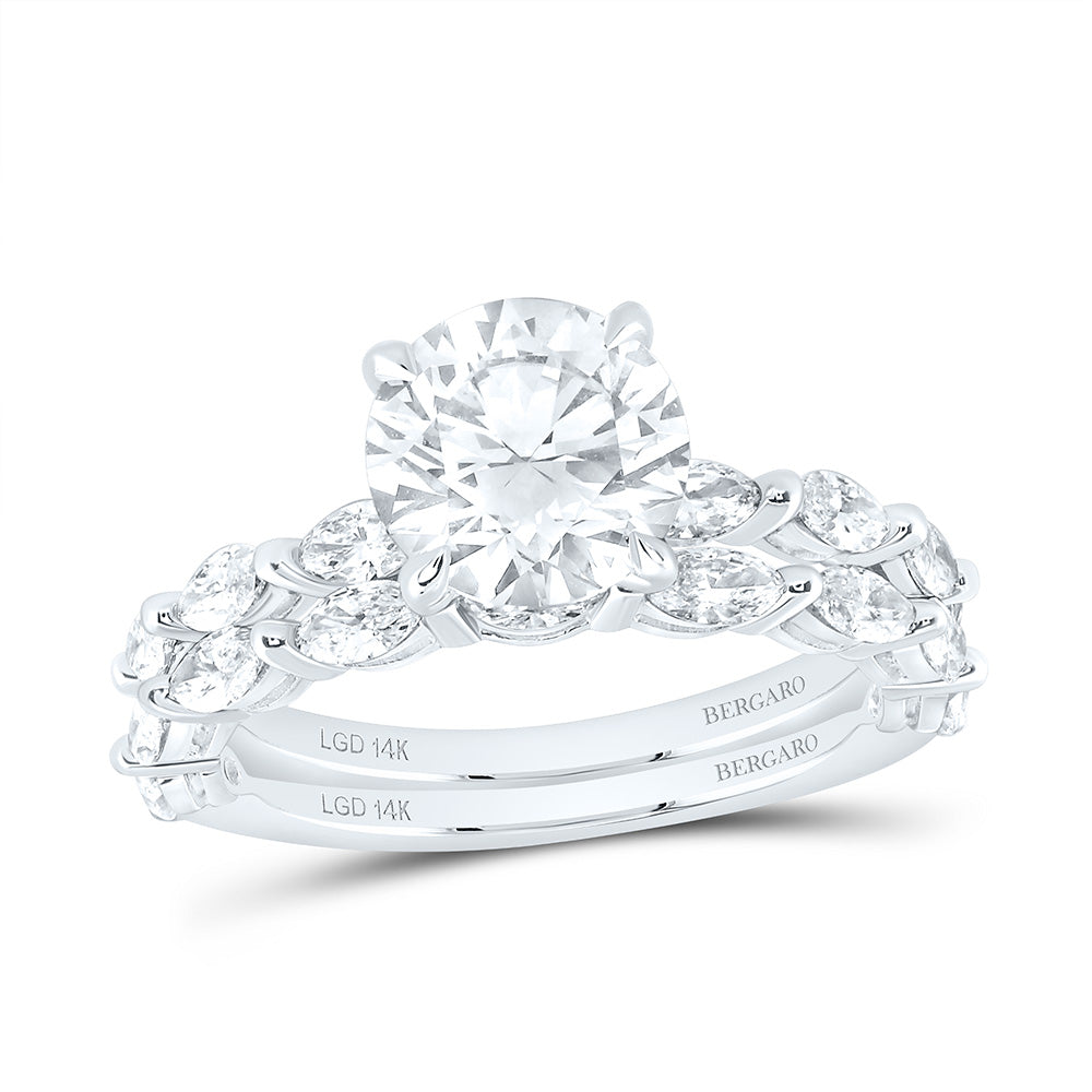 14K Yellow Or White Gold 3 1/5 Cttw Lab Grown Diamond 2 Cttw Center Round Bridal Set