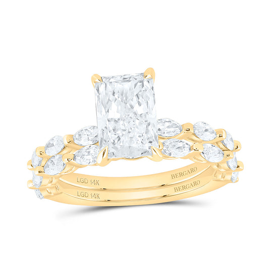 14K Yellow Or White Gold 3 Cttw Lab Grown Diamond 2 Cttw Center Radiant Bridal Set