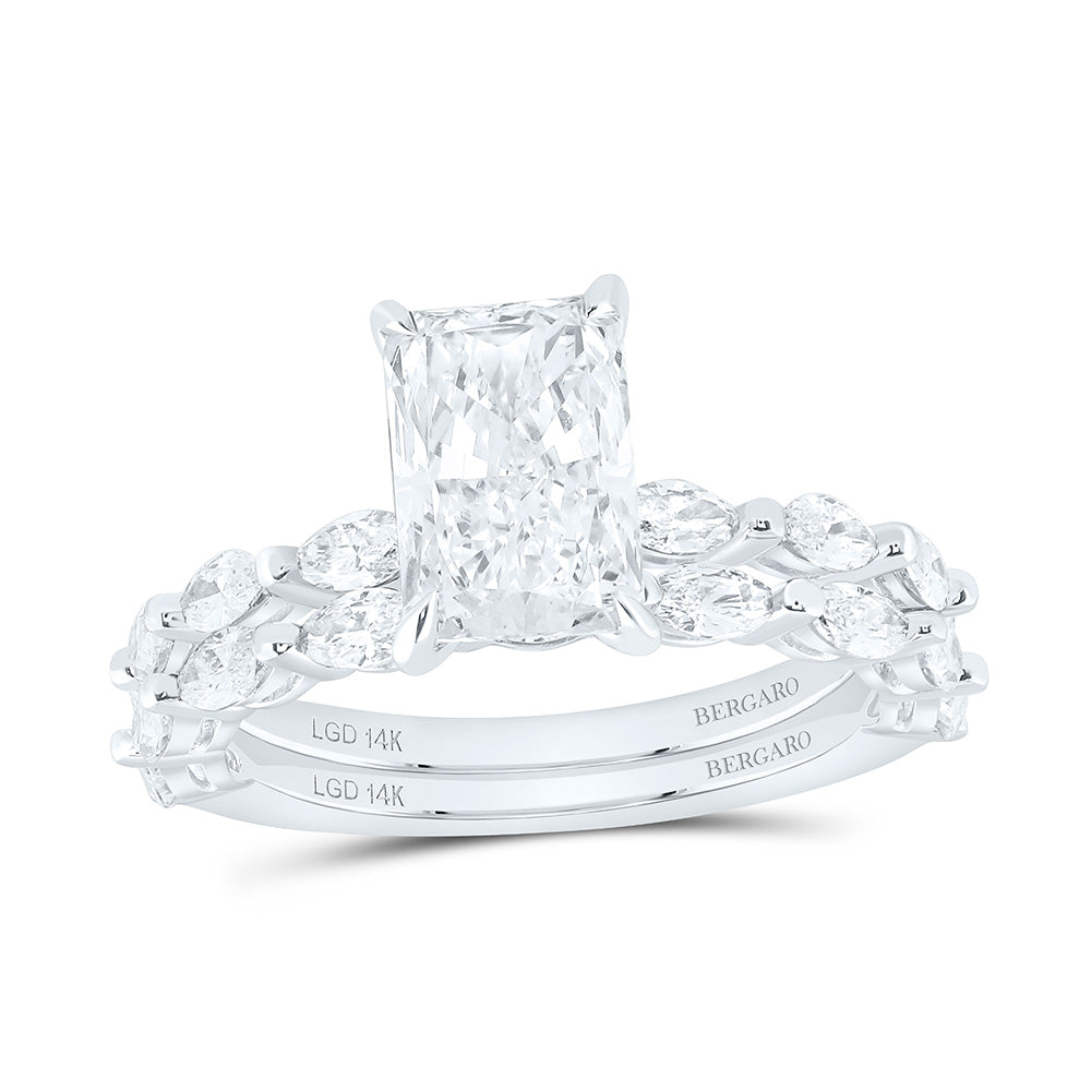 14K Yellow Or White Gold 3 Cttw Lab Grown Diamond 2 Cttw Center Radiant Bridal Set