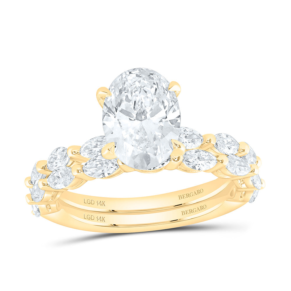 14K Yellow Or White Gold 3 Cttw Lab Grown Diamond 2 Cttw Center Oval Bridal Set
