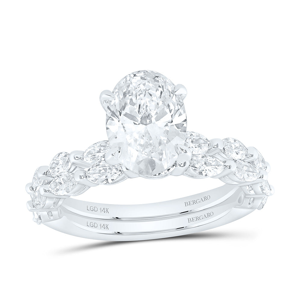 14K Yellow Or White Gold 3 Cttw Lab Grown Diamond 2 Cttw Center Oval Bridal Set