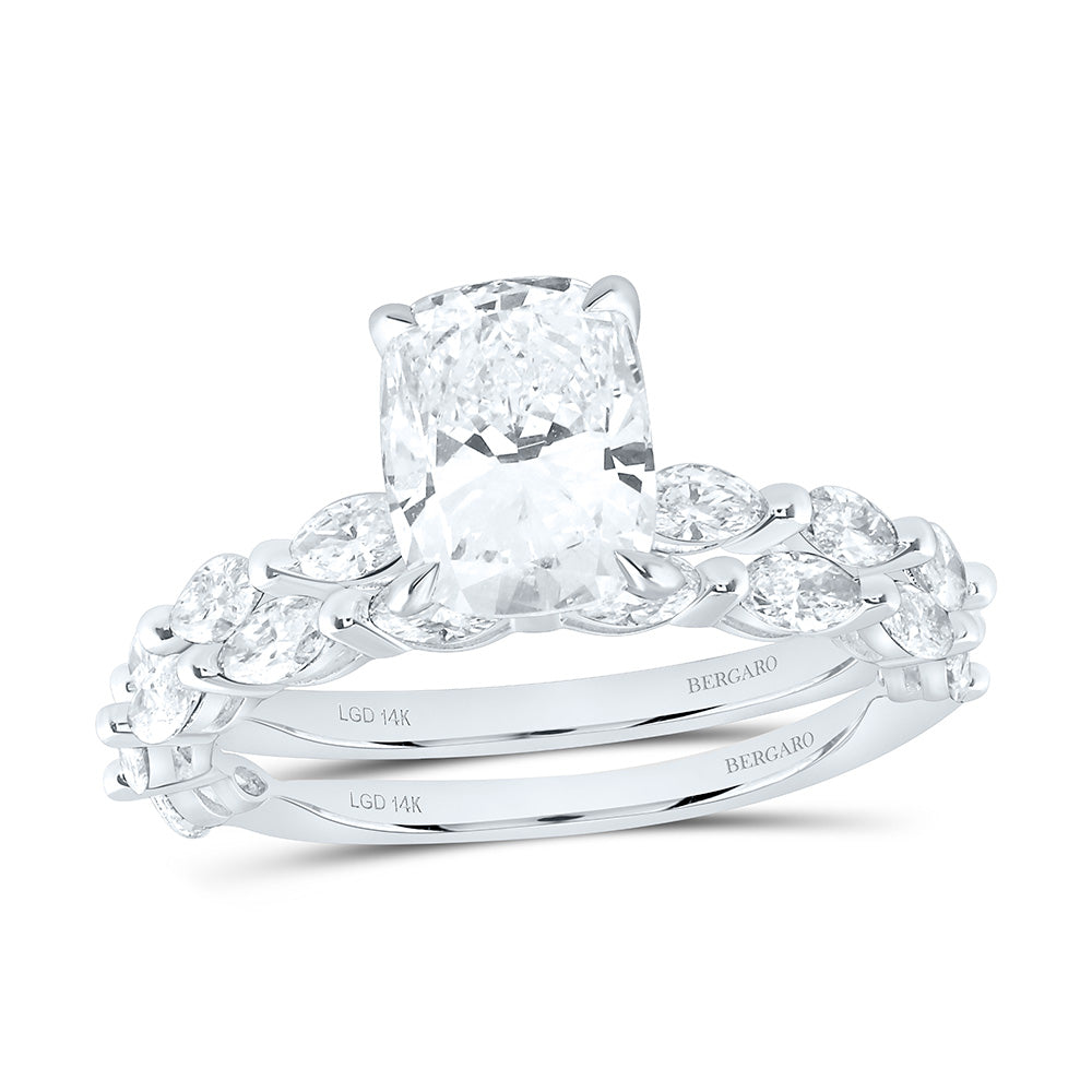 14K Yellow Or White Gold 3 Cttw Lab Grown Diamond 2 Cttw Center Cushion Bridal Set
