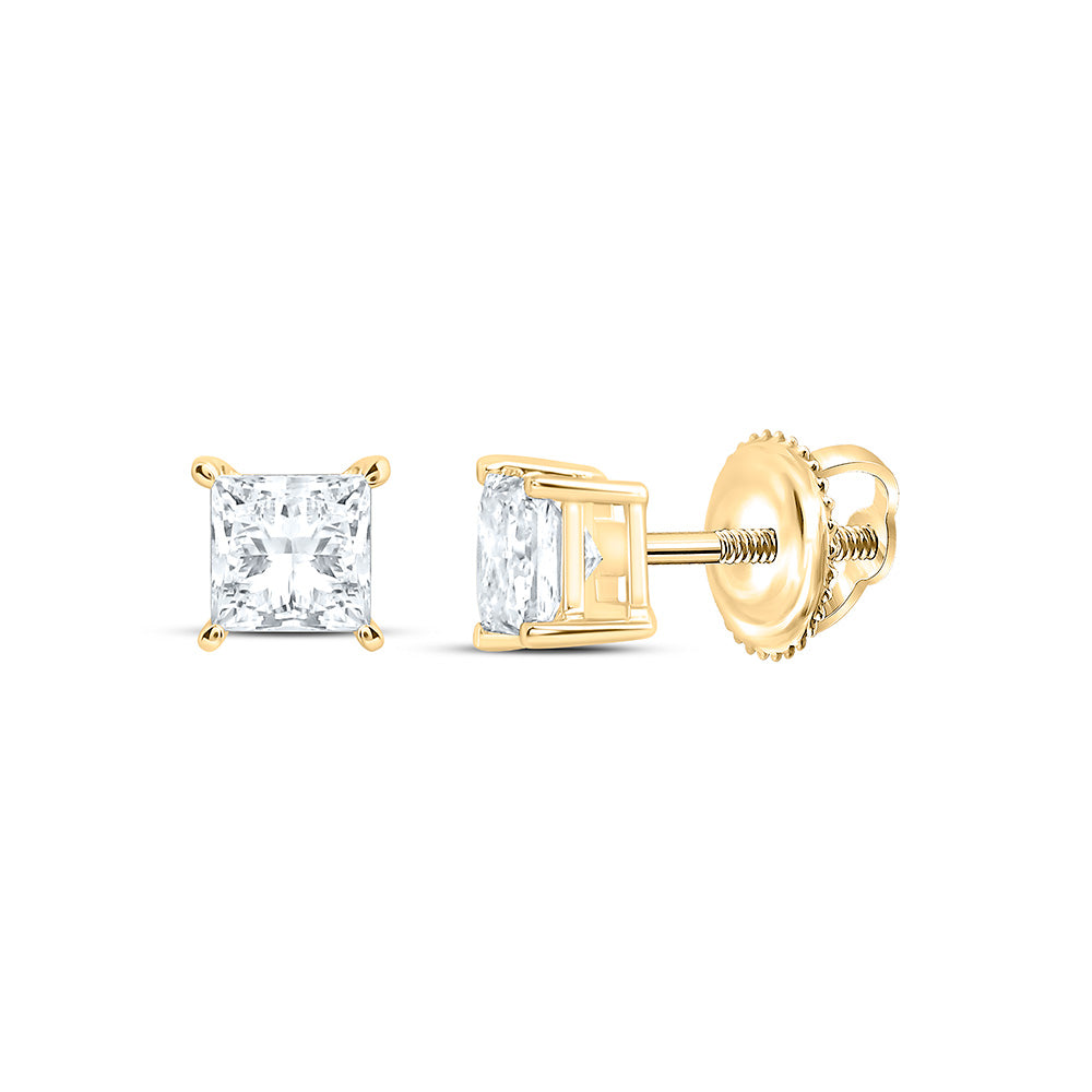 10K Yellow Or White Gold 1/2 Cttw Lab Grown Diamond Princess Solitaire Earring