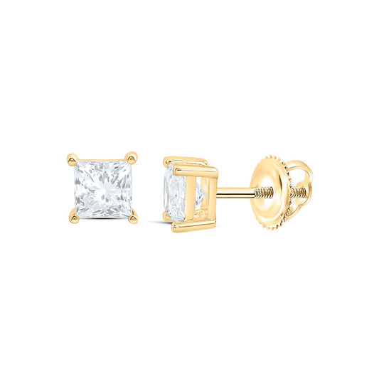 10K Yellow Or White Gold 1 Cttw Lab Grown Diamond Princess Solitaire Earring