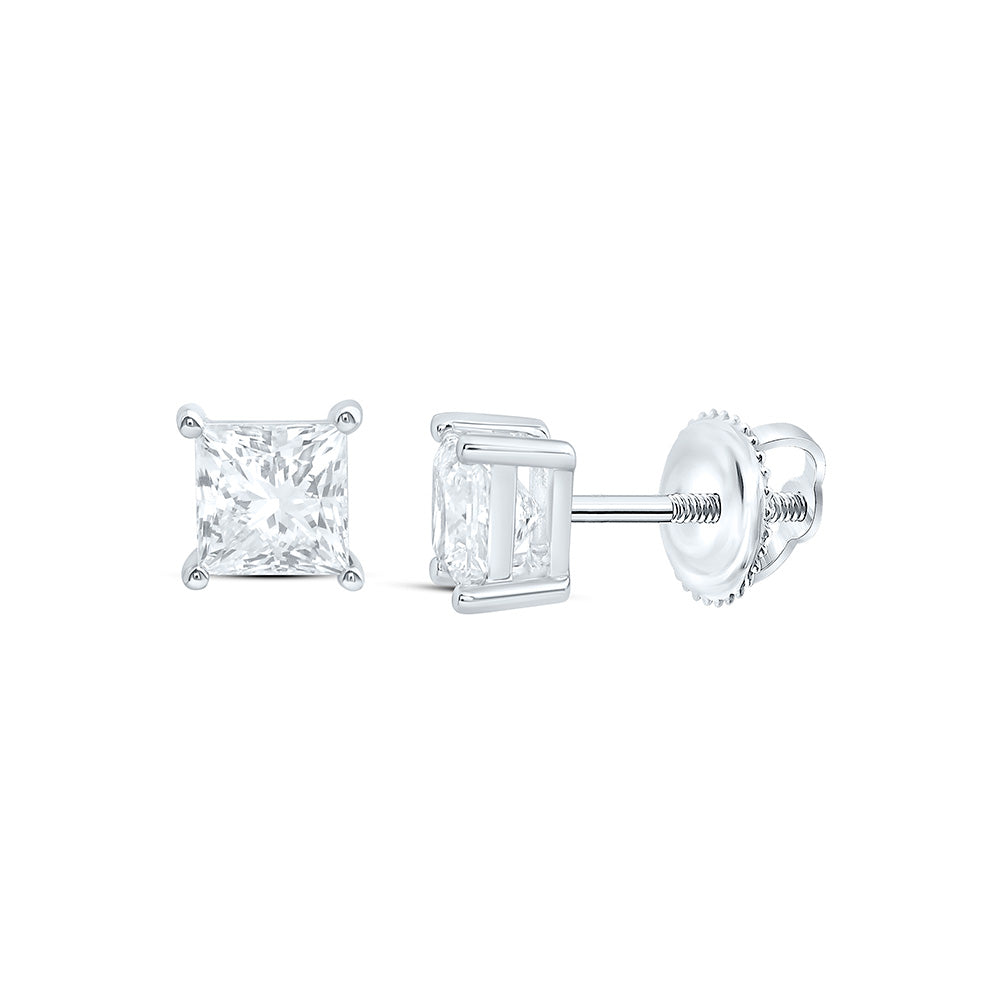 10K Yellow Or White Gold 1 Cttw Lab Grown Diamond Princess Solitaire Earring