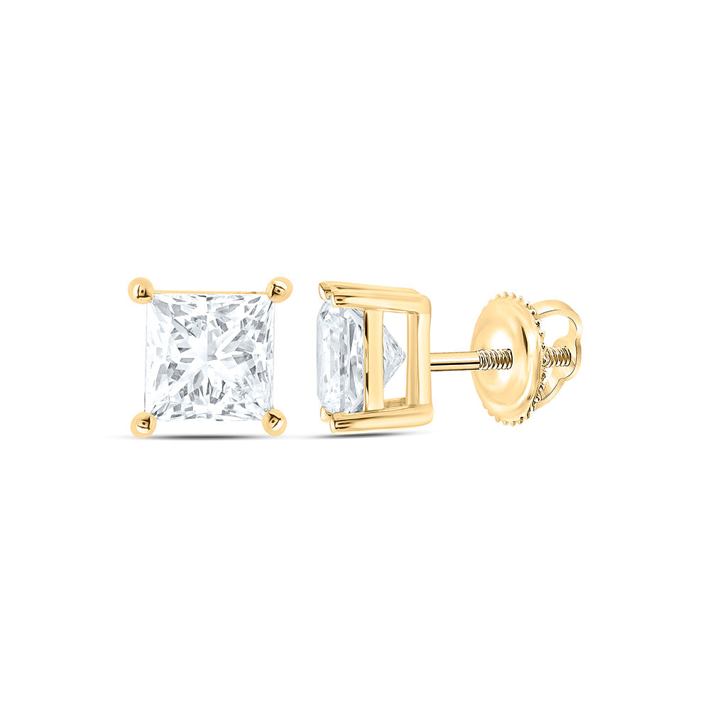 10K Yellow Or White Gold 1 1/2 Cttw Lab Grown Diamond Princess Solitaire Earring