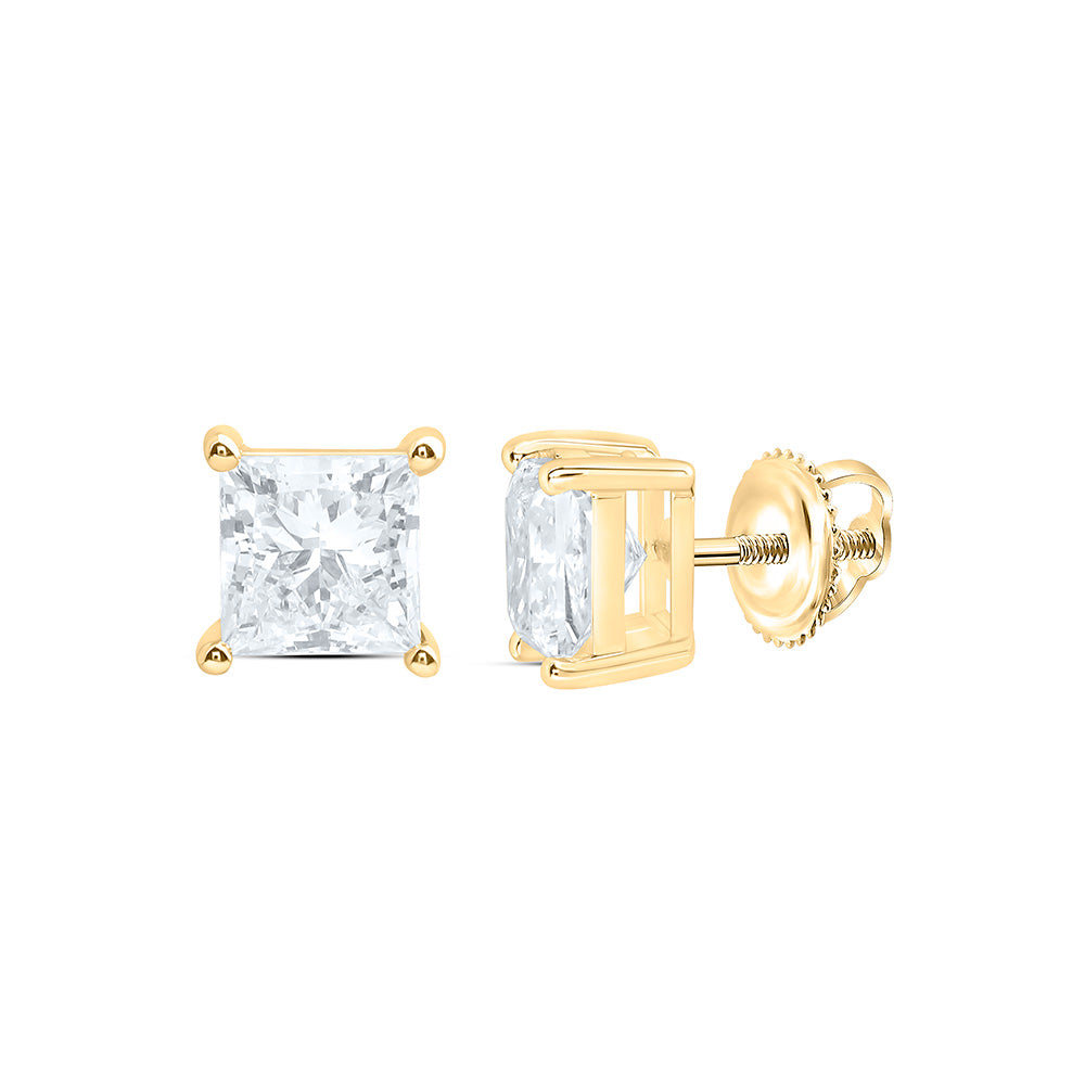 10K Yellow Or White Gold 2 Cttw Lab Grown Diamond Princess Solitaire Earring