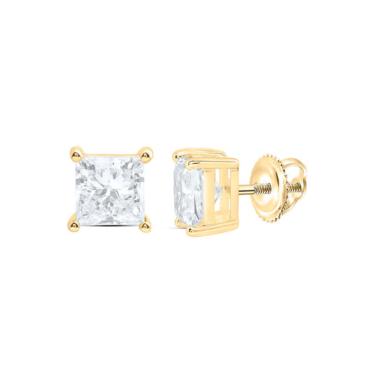 10K Yellow Or White Gold 2 Cttw Lab Grown Diamond Princess Solitaire Earring