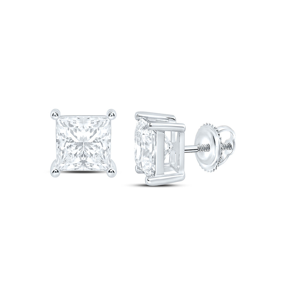 10K Yellow Or White Gold 3 Cttw Lab Grown Diamond Princess Solitaire Earring