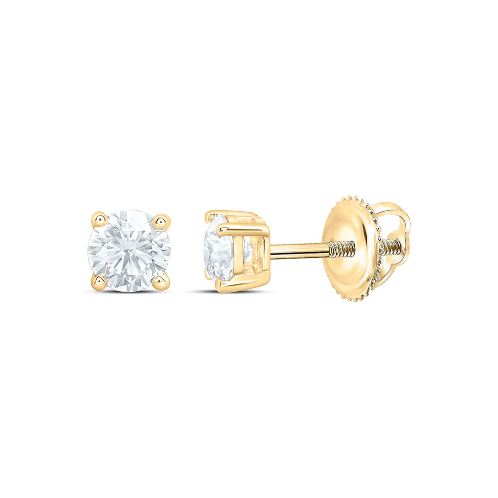 10K Yellow Or White Gold 1/2 Cttw Lab Grown Diamond Round Solitaire Earring