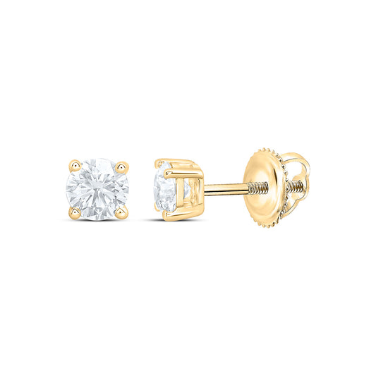 10K Yellow Or White Gold 1/2 Cttw Lab Grown Diamond Round Solitaire Earring