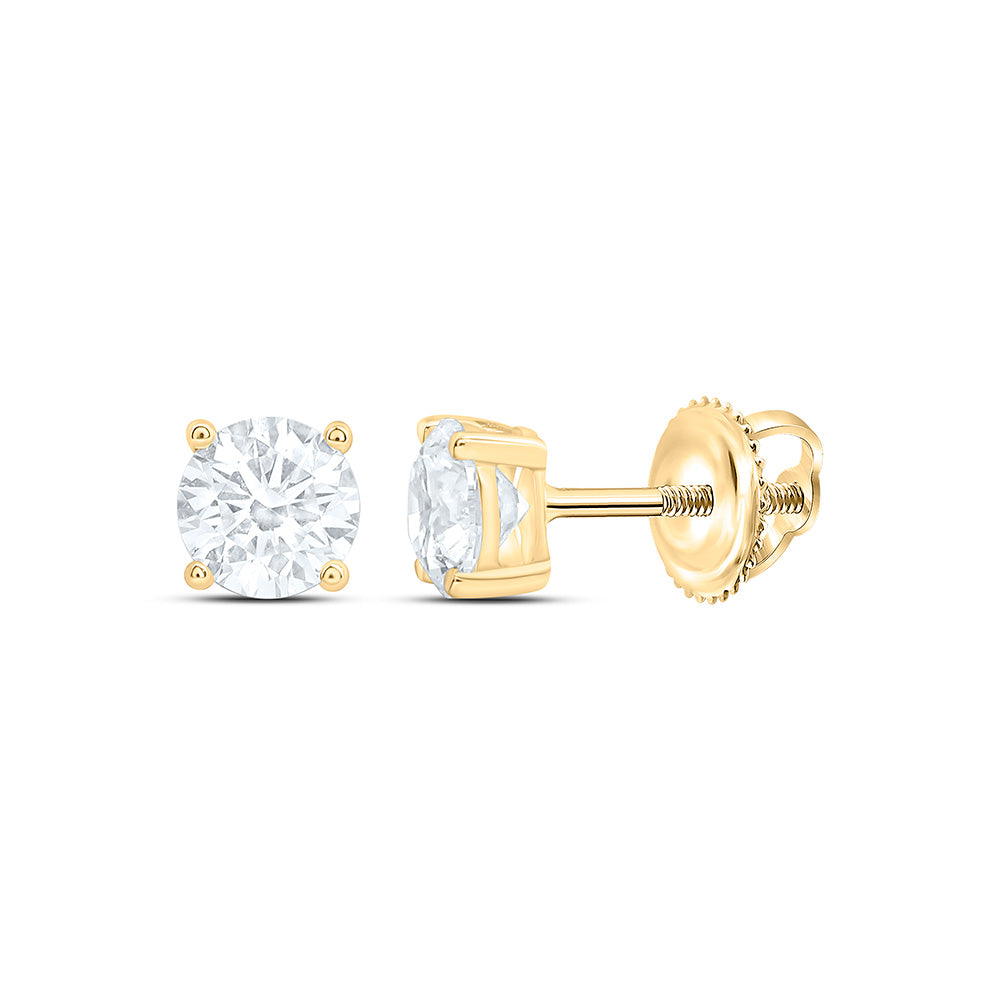 10K Yellow Or White Gold 7/8 Cttw Lab Grown Diamond Round Solitaire Earring