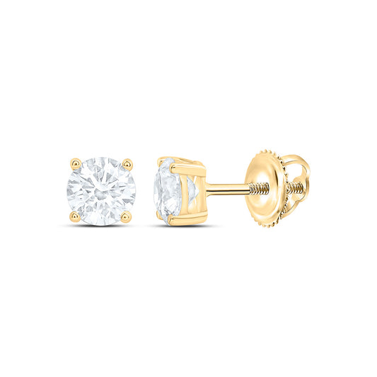 10K Yellow Or White Gold 7/8 Cttw Lab Grown Diamond Round Solitaire Earring