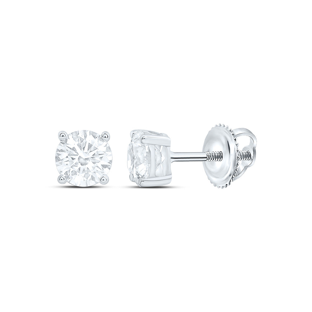 10K Yellow Or White Gold 7/8 Cttw Lab Grown Diamond Round Solitaire Earring
