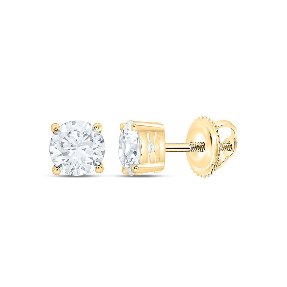 10K Yellow Or White Gold 1 Cttw Lab Grown Diamond Round Solitaire Earring