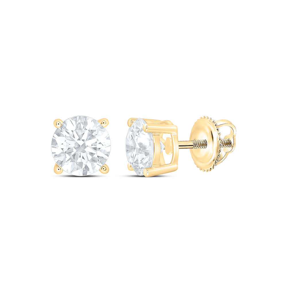 10K Yellow Or White Gold 1 1/2 Cttw Lab Grown Diamond Round Solitaire Earring