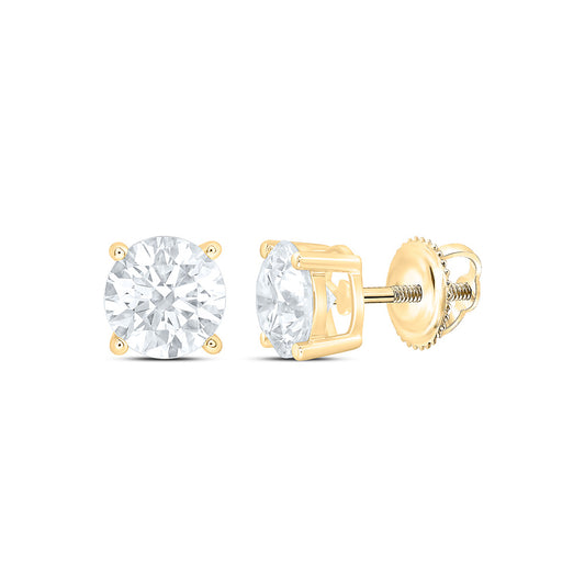 10K Yellow Or White Gold 1 1/2 Cttw Lab Grown Diamond Round Solitaire Earring