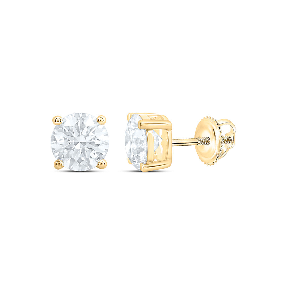 10K Yellow Or White Gold 2 Cttw Lab Grown Diamond Round Solitaire Earring
