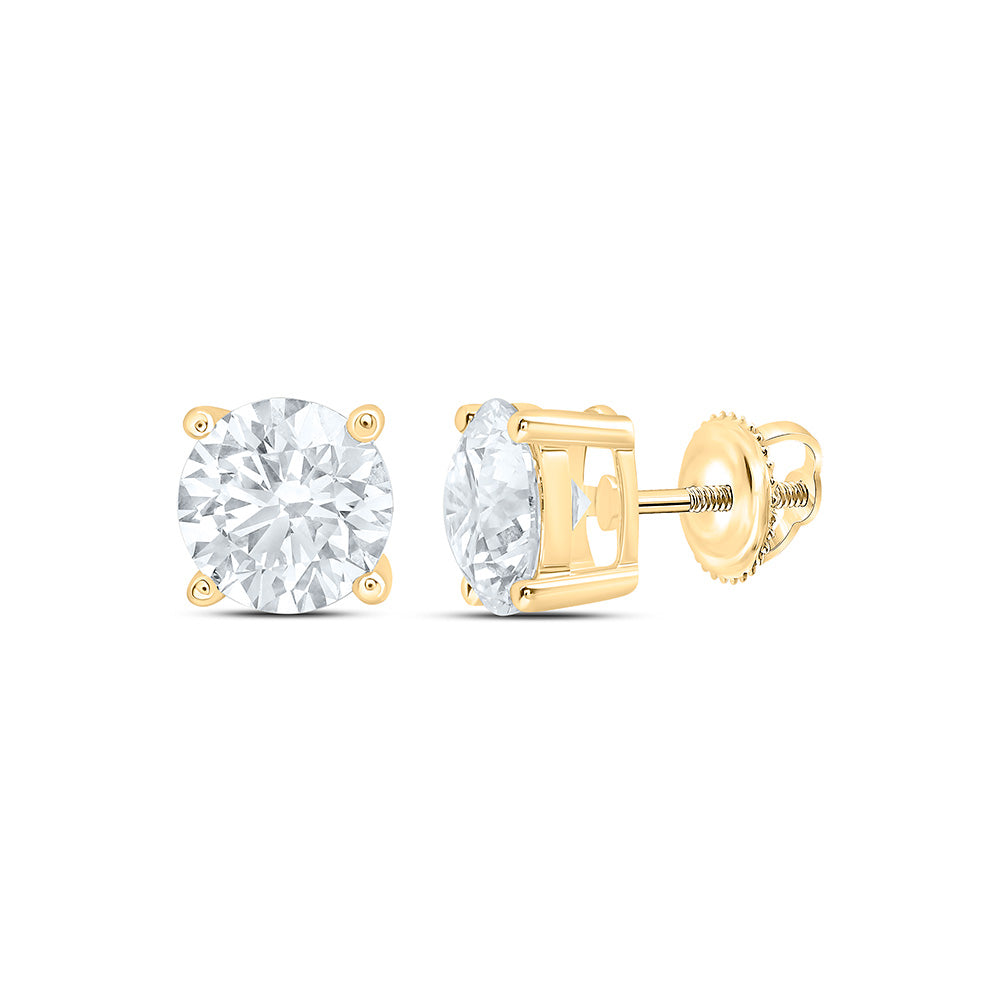 10K Yellow Or White Gold 2 1/2 Cttw Lab Grown Diamond Round Solitaire Earring