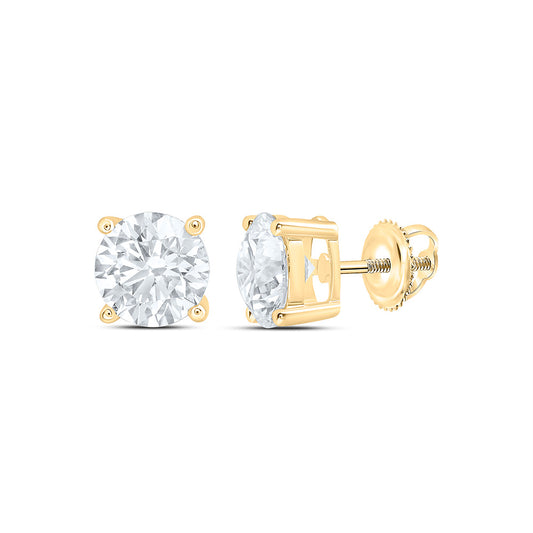 10K Yellow Or White Gold 2 1/2 Cttw Lab Grown Diamond Round Solitaire Earring