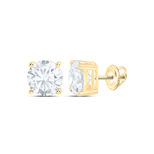 10K Yellow Or White Gold 4 Cttw Lab Grown Diamond Round Solitaire Earring
