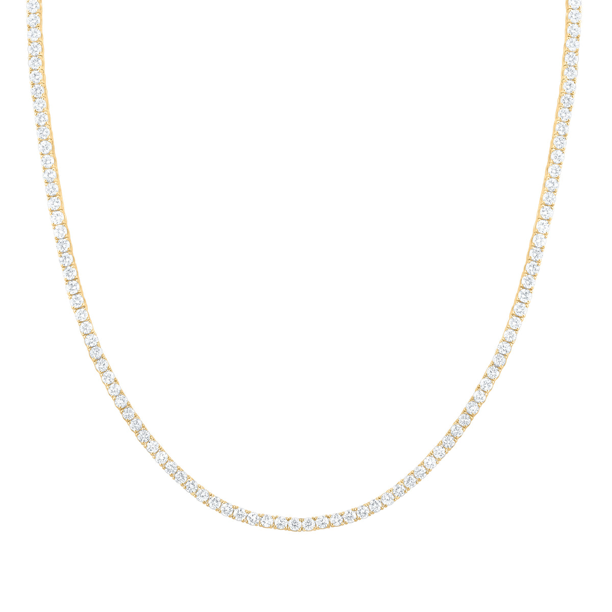 14K Yellow Or White Gold 10 Cttw Lab Grown Diamond Fashion Round Tennis Necklace (18 Inch)