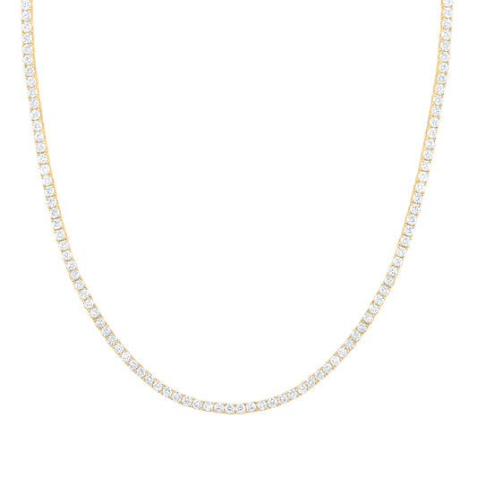 14K Yellow Or White Gold 10 Cttw Lab Grown Diamond Fashion Round Tennis Necklace (18 Inch)