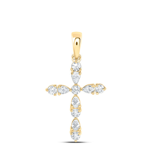 14K Yellow Or White Gold 1/2 Cttw Lab Grown Diamond Fashion Cross Pendant