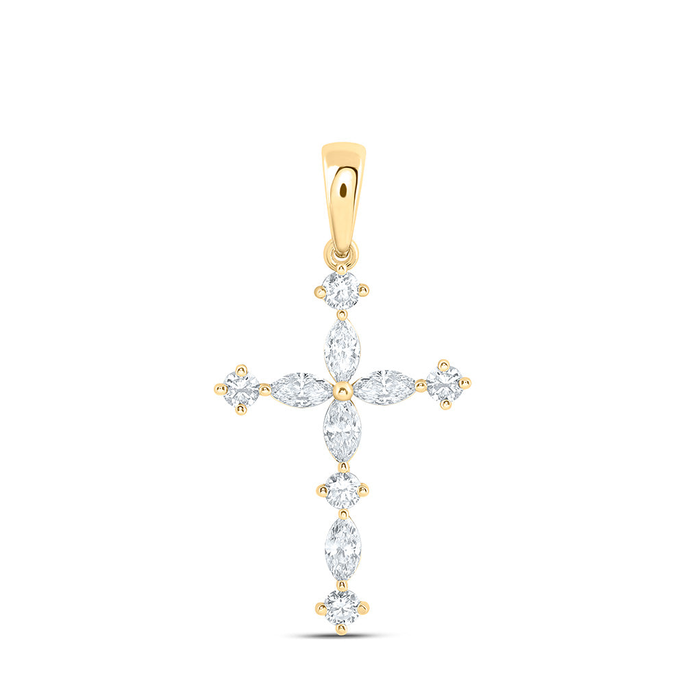 14K Yellow Or White Gold 1/2 Cttw Lab Grown Diamond Fashion Cross Pendant