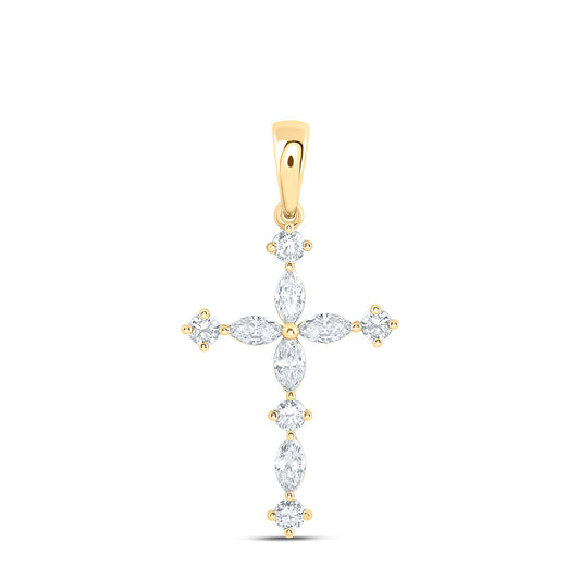 14K Yellow Or White Gold 1/2 Cttw Lab Grown Diamond Fashion Cross Pendant