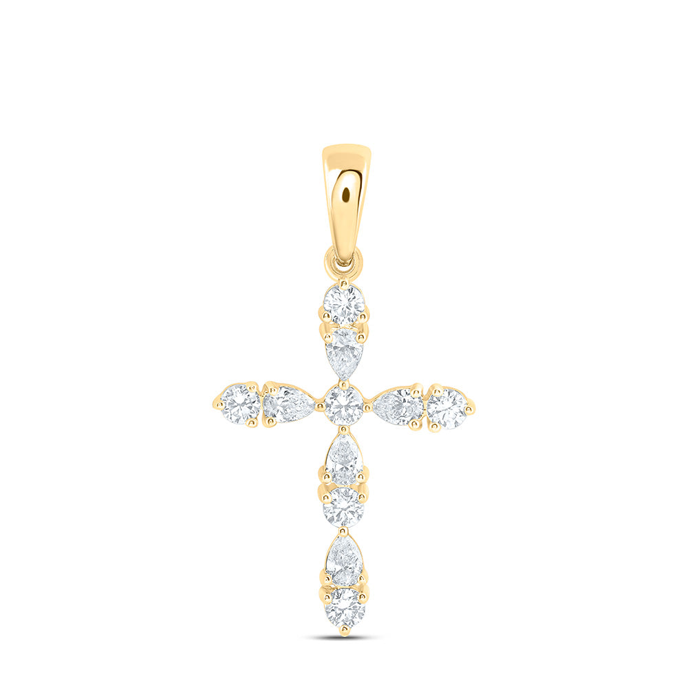 14K Yellow Or White Gold 1/2 Cttw Lab Grown Diamond Fashion Cross Pendant