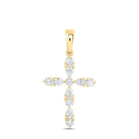 14K Yellow Or White Gold 1/2 Cttw Lab Grown Diamond Fashion Cross Pendant