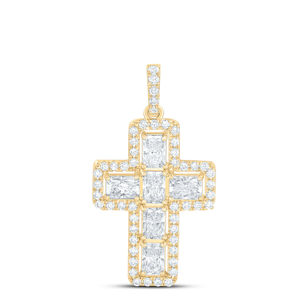 14K Yellow Or White Gold 1 1/2 Cttw Lab Grown Diamond Fashion Cross Pendant