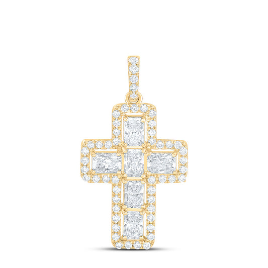 14K Yellow Or White Gold 1 1/2 Cttw Lab Grown Diamond Fashion Cross Pendant