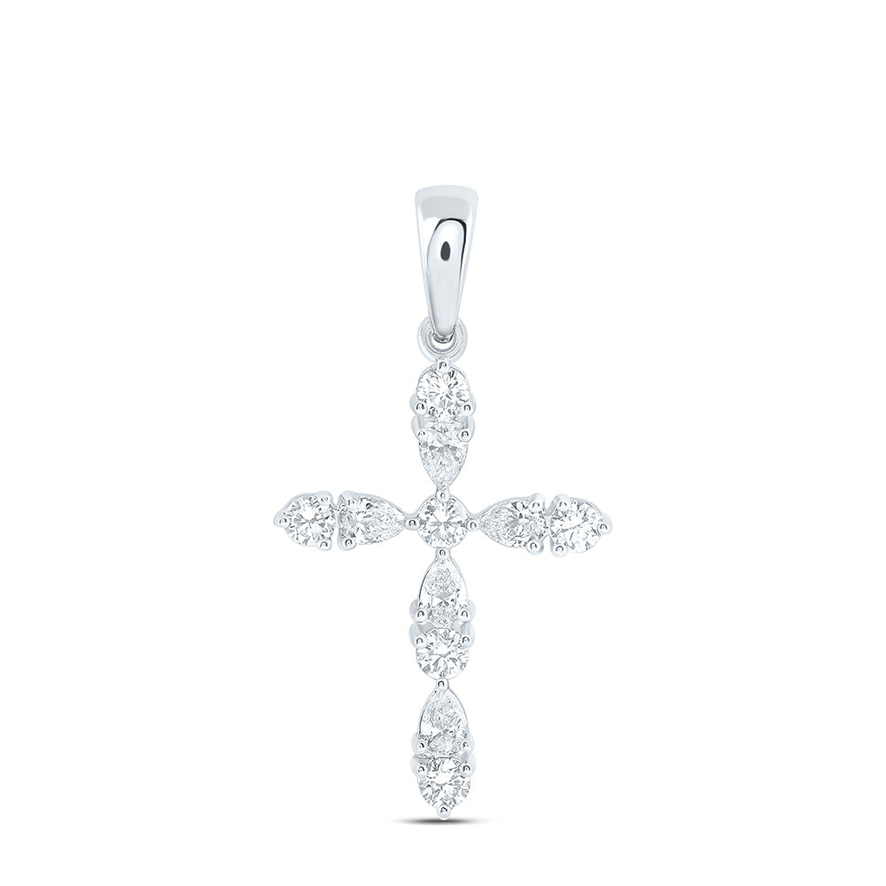 14K Yellow Or White Gold 1/2 Cttw Lab Grown Diamond Fashion Cross Pendant
