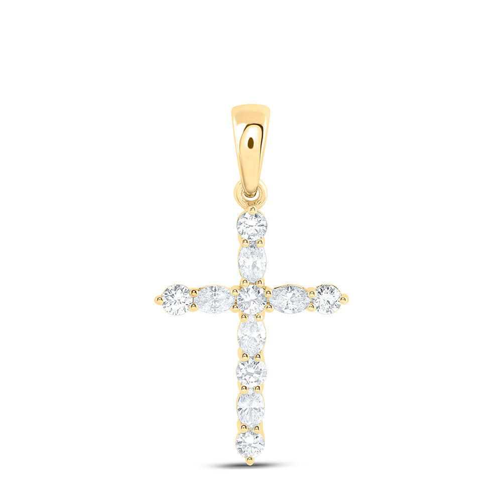 14K Yellow Or White Gold 1/2 Cttw Lab Grown Diamond Fashion Cross Pendant