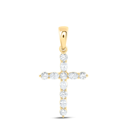 14K Yellow Or White Gold 1/2 Cttw Lab Grown Diamond Fashion Cross Pendant