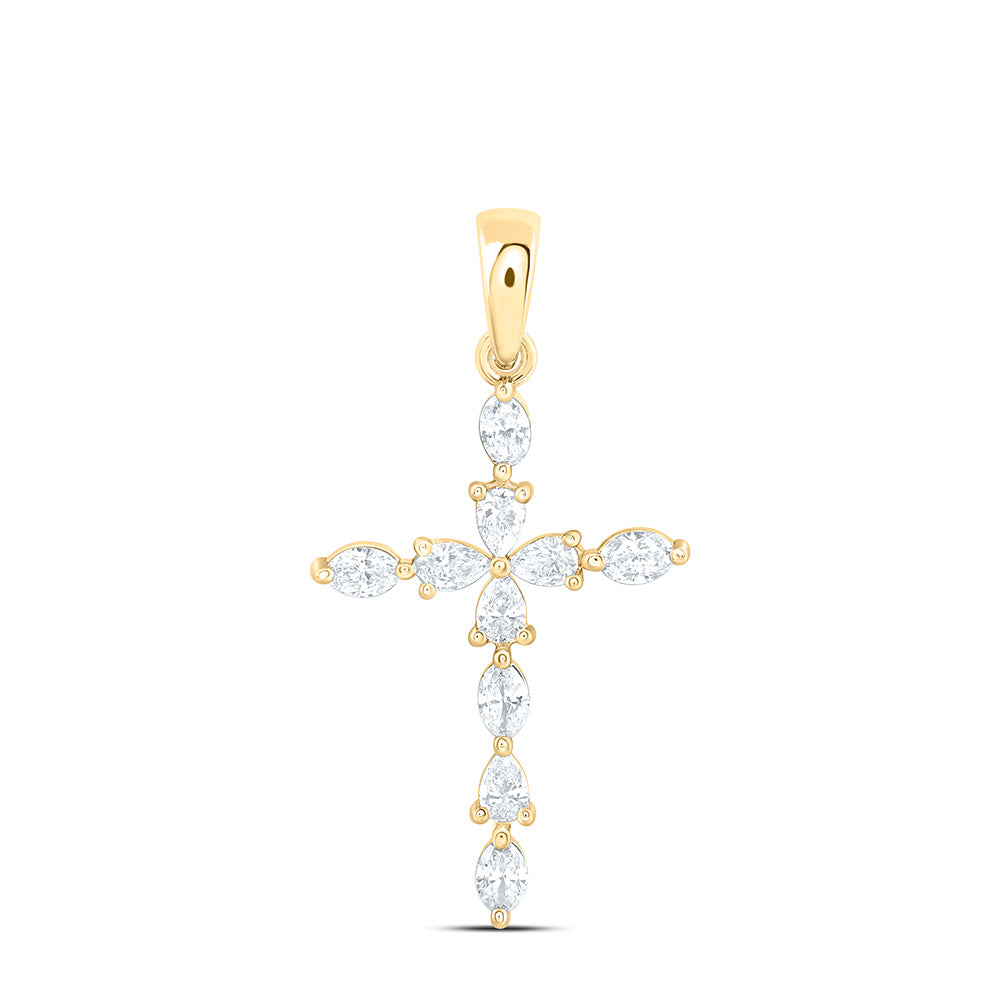 14K Yellow Or White Gold 1/2 Cttw Lab Grown Diamond Fashion Cross Pendant
