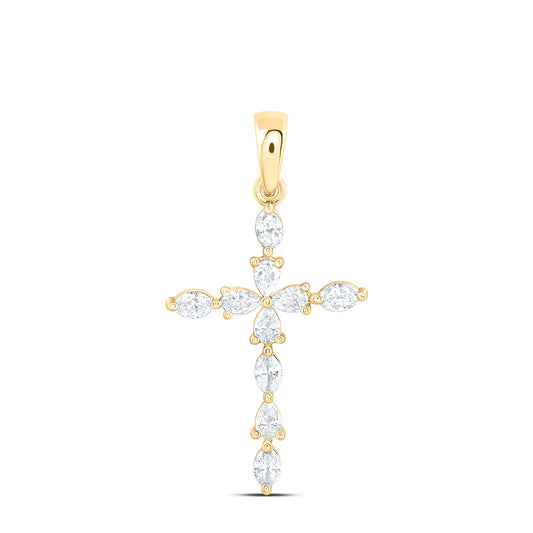 14K Yellow Or White Gold 1/2 Cttw Lab Grown Diamond Fashion Cross Pendant